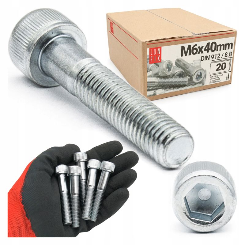 Śruba imbusowa Lun Fix DIN 912 M6 40 mm kl. 8.8 20szt.