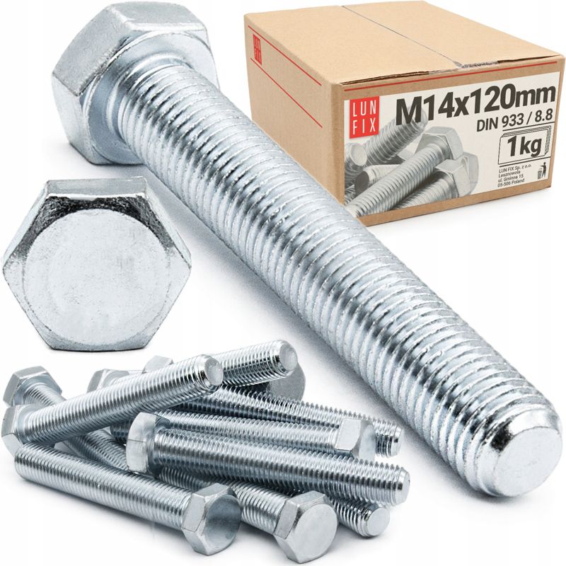 Śruba sześciokątna Lun Fix M14 120 mm DIN 933 kl. 8.8 1kg