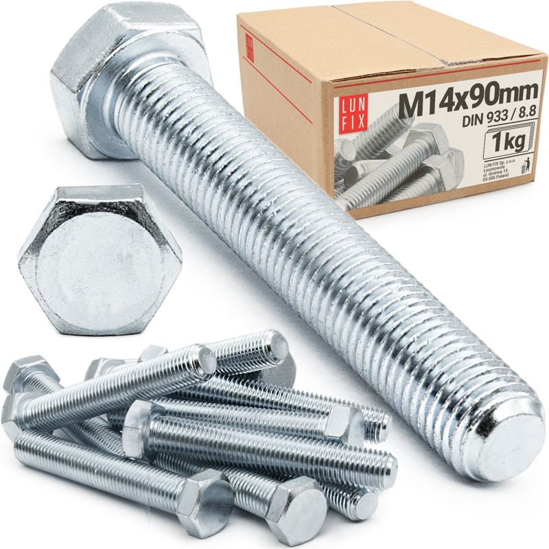 Śruba sześciokątna Lun Fix M14 90 mm DIN 933 kl. 8.8 1kg