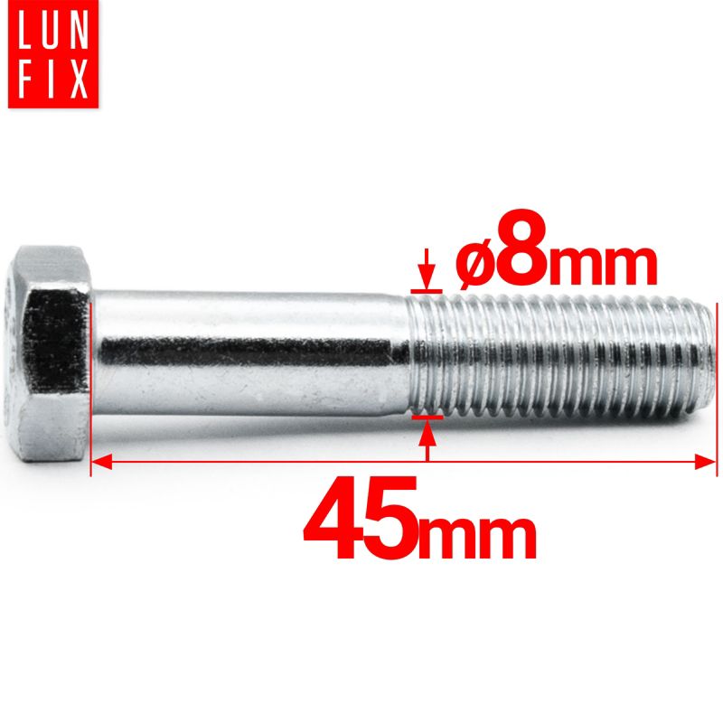 Śruba sześciokątna Lun Fix M8 45 mm DIN 931 kl. 8.8 1kg