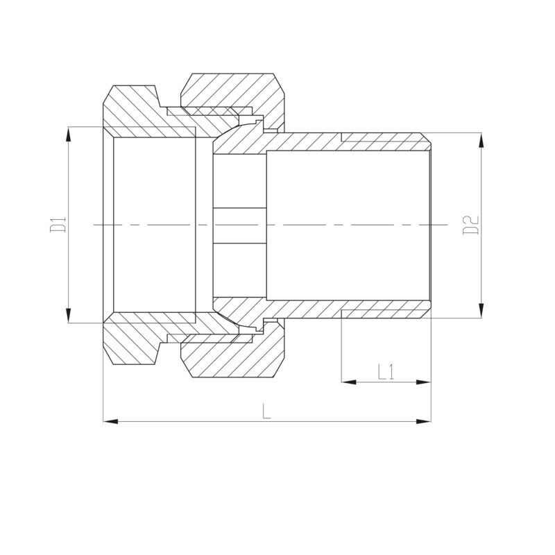 Śrubunek Mosiężny Stożkowy Na Stożek Prosty GW/GZ 1" x 1" INVENA 1 szt.
