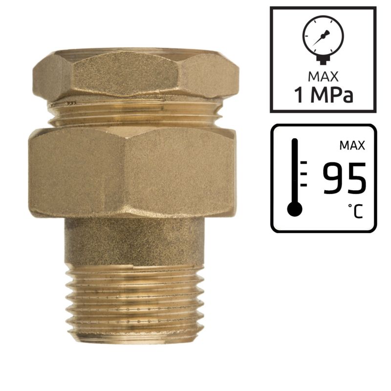 Śrubunek Mosiężny Stożkowy Na Stożek Prosty GW/GZ 1" x 1" INVENA 1 szt.