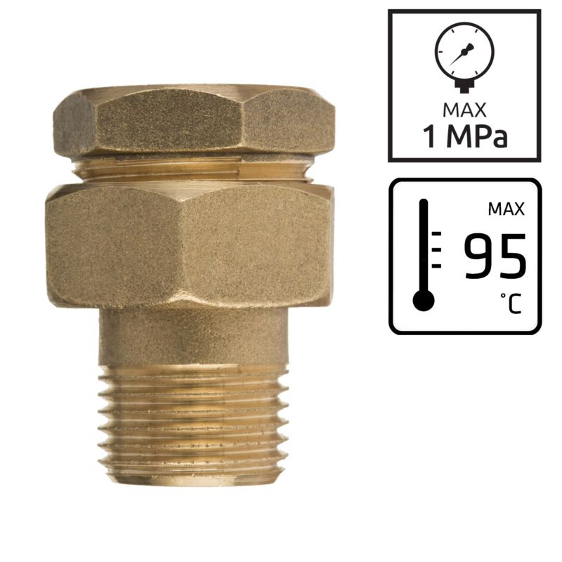 Śrubunek Mosiężny Z O-ringiem Prosty Oring GW/GZ 1" x 1" INVENA 1 szt.