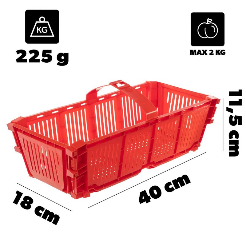Łubianka KADAX Składana Koszyk Kobiałka Na Owoce Truskawki Plastikowa 2 kg Czerwony 1 szt.