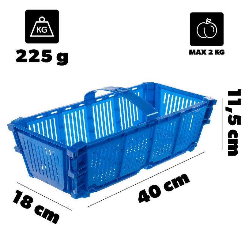 Łubianka KADAX Składana Koszyk Kobiałka Na Owoce Truskawki Plastikowa 2 kg Niebieski 1 szt.