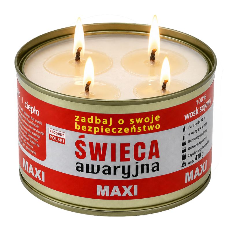 Świeca AWARYJNA Haske PRO 410g SOJOWA 72h SURVIVAL prepping + zapałki, 1 szt.