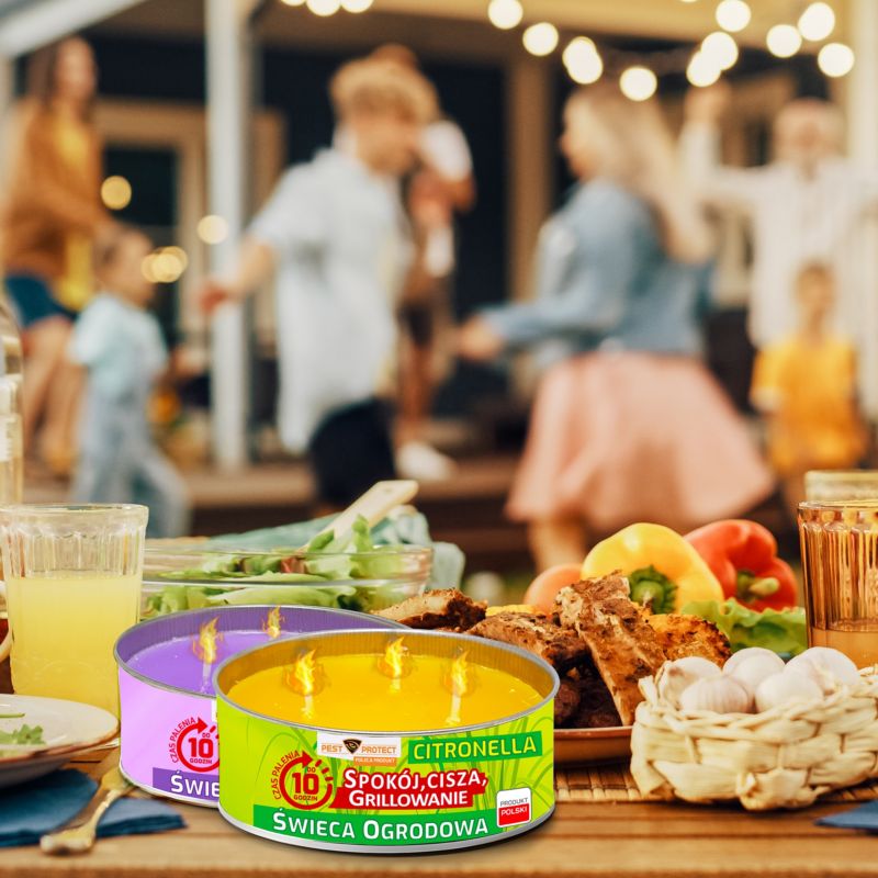 Świeca Ogrodowa Citronella Lawenda PEST PROTECT 130g, Świeczka Zapachowa do Ogrodu 2szt.