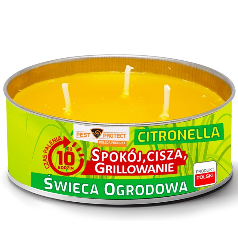 Świeca Ogrodowa Citronella PEST PROTECT 130g, Świeczka Zapachowa do Ogrodu 1szt.