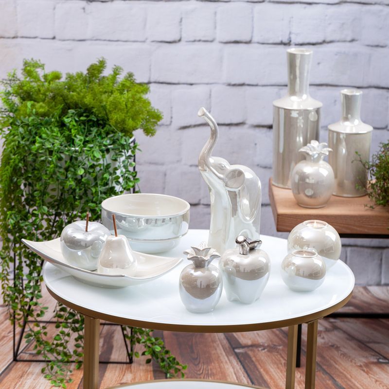 Świecznik ceramiczny Eurofirany 7 x 7 x 10 cm perłowy 1 szt.