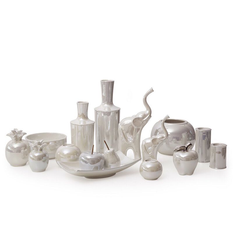 Świecznik ceramiczny Eurofirany 7 x 7 x 10 cm perłowy 1 szt.