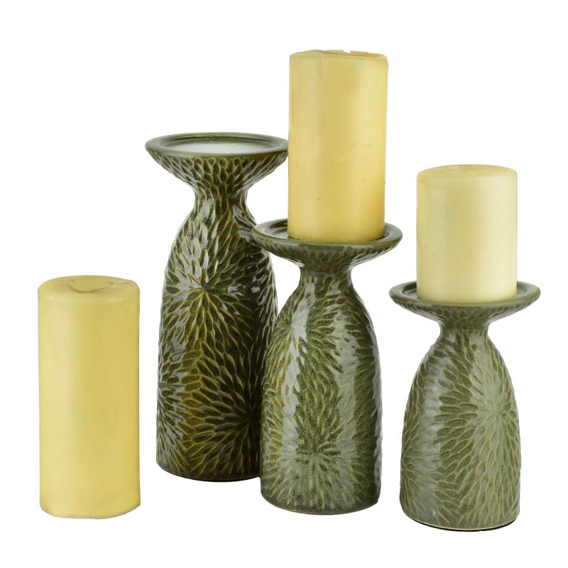 Świecznik ceramiczny MONDEX YARINE 10,5x8,5x16,5 cm zielony 1 szt.