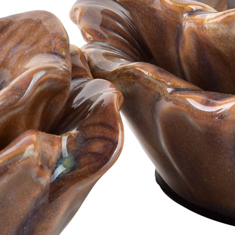 Świecznik ceramiczny YARINE Kwiat 11x11x6 cm beżowy 1 szt.