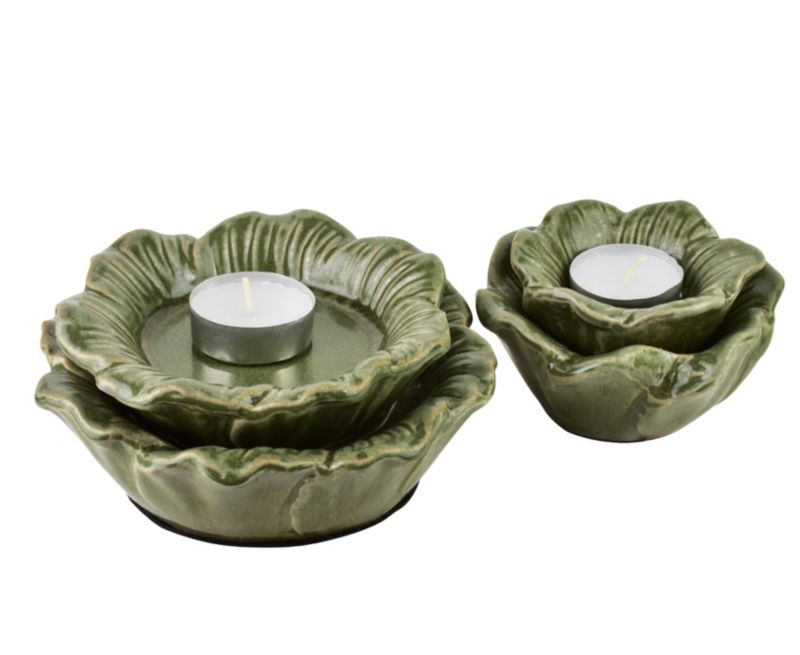 Świecznik ceramiczny YARINE Kwiat 15x15x7 cm biały 1 szt.