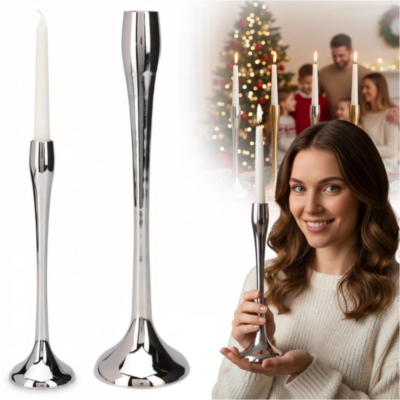 Świecznik EDANTI Metalowy Pojedynczy Na Świecę Świąteczny Glamour 31 cm 1 szt.