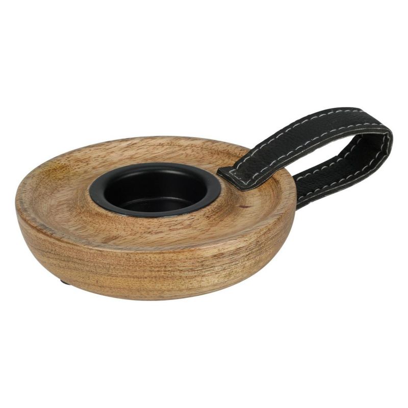 Świecznik na tealight Koopman brązowy z drewna mango 11 cm 1 szt.