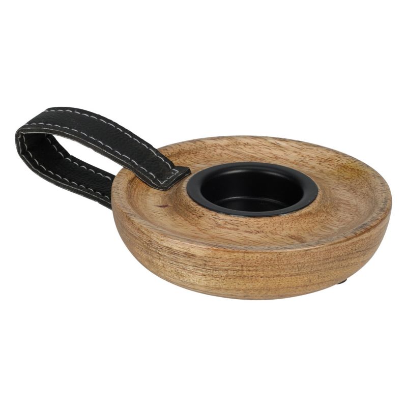 Świecznik na tealight Koopman brązowy z drewna mango 11 cm 1 szt.