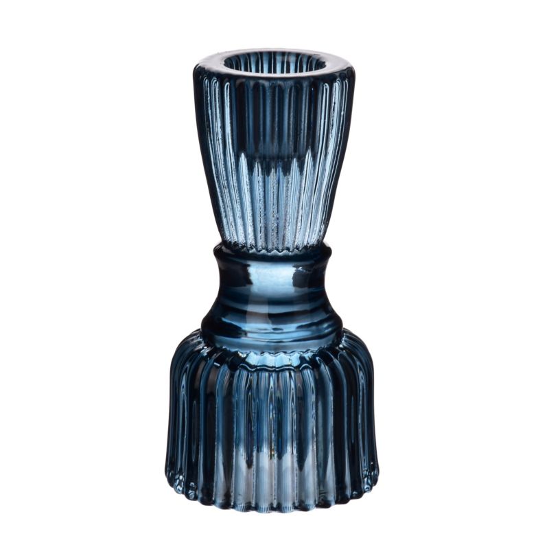 Świecznik szklany PATRICIA BLUE 5,1x5,1x10,2 cm niebieski 1 szt.