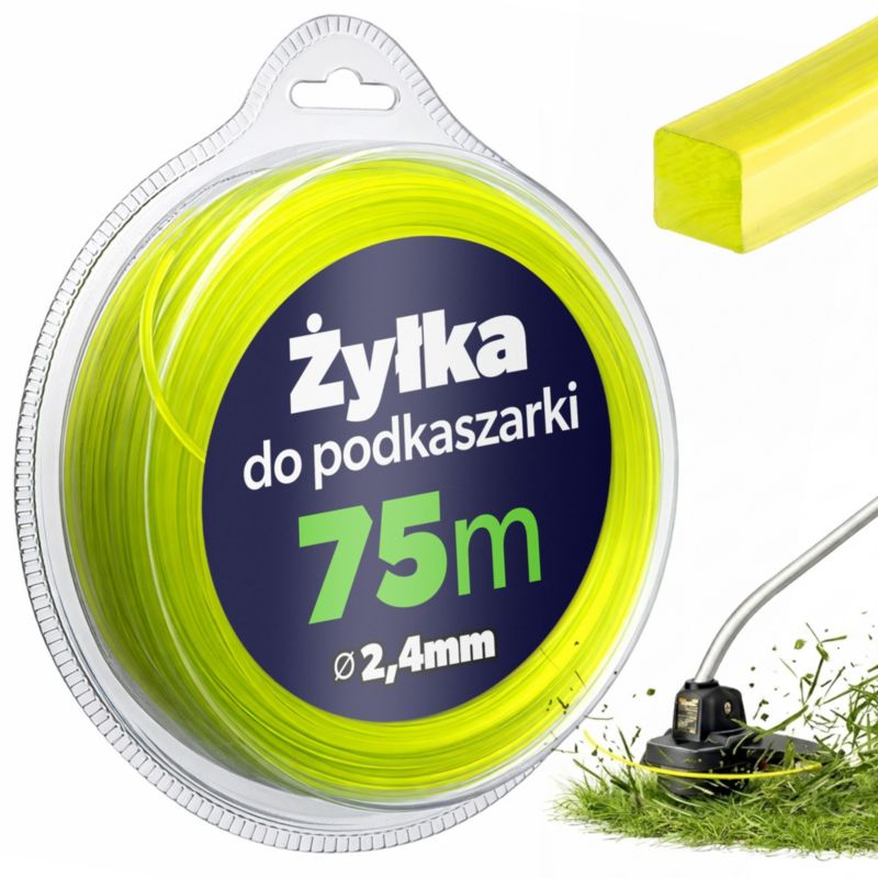 Żyłka KADAX do podkaszarki kwadratowa 2,4 mm x 75 m, żółta, 1 szt.