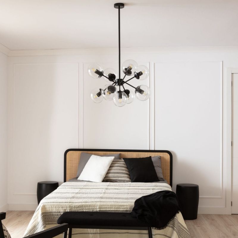 Żyrandol Abruzzo Sierra czarno-przezroczysty wym: 98 x 64 x 64 cm 9xE27 x 40W 1 szt.