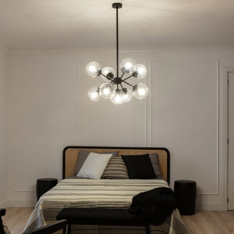 Żyrandol Abruzzo Sierra czarno-przezroczysty wym: 98 x 64 x 64 cm 9xE27 x 40W 1 szt.