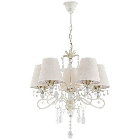 Żyrandol Alfa Lukrecja biały szkło kryształowe 5 x E14 x 10W  wym: 74 x 50 x 50 cm - 1 szt.