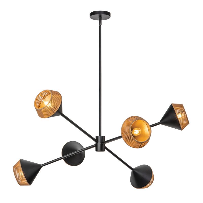 Żyrandol Alora Mood Daphne matowy czarno-złoty styl nowoczesny 6 x E14 x 40W IP20 wym: 162,5 x 95,3 x 95,3 cm - 1 szt.