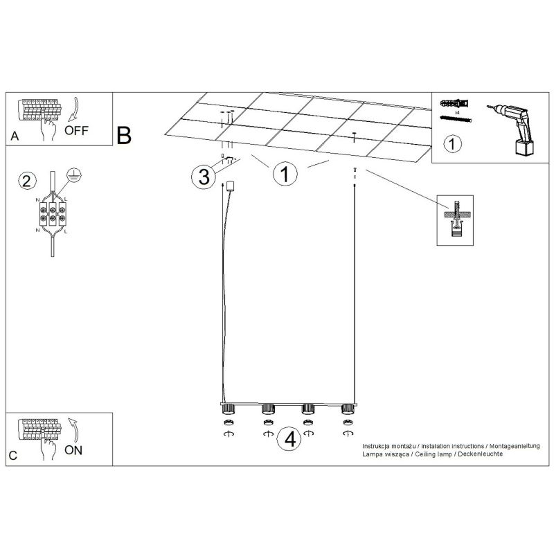 Żyrandol AURA 4 żółta Gx53 Sollux Lighting 1 szt.