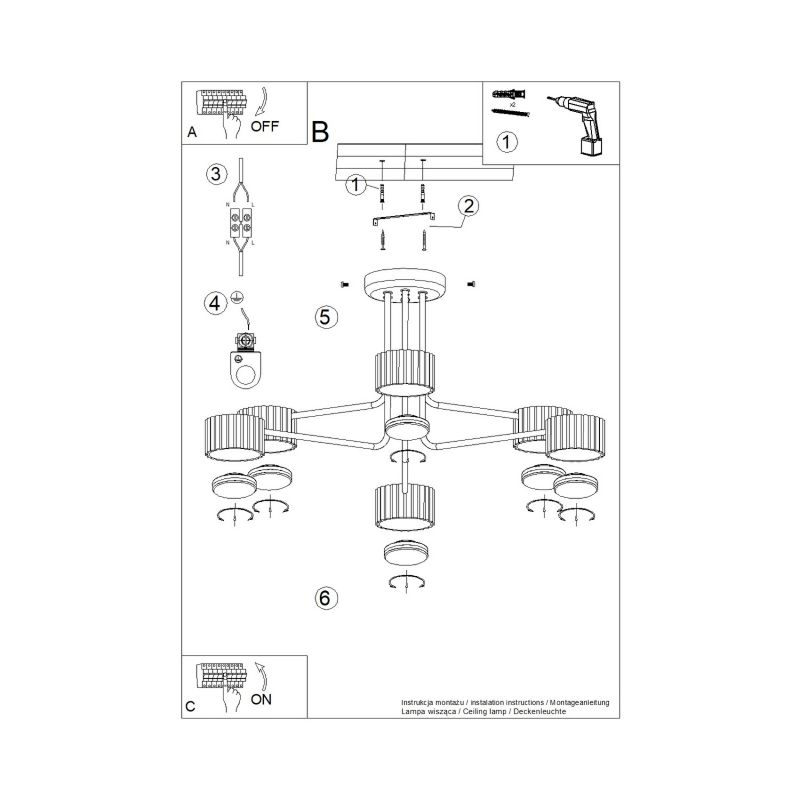 Żyrandol AURA 6 taupe Gx53 Sollux Lighting 1 szt.