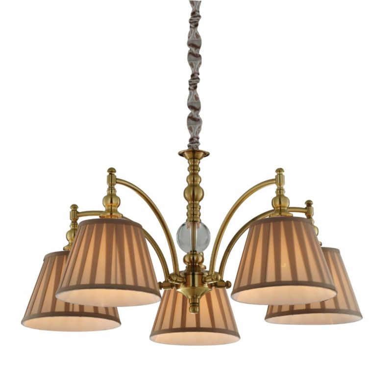 Żyrandol Candellux Austin mosiądz-beżowy wym: 135 x 82 x 82 cm 5xE14 x 40W 1 szt.