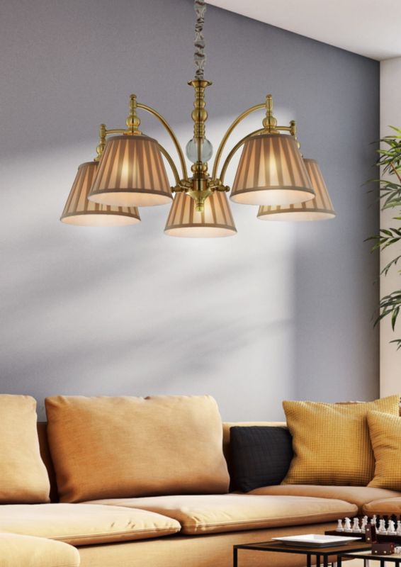 Żyrandol Candellux Austin mosiądz-beżowy wym: 135 x 82 x 82 cm 5xE14 x 40W 1 szt.