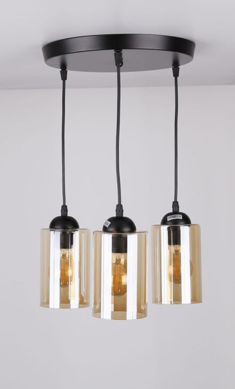 Żyrandol Candellux BISTRO czarno-bursztynowy 3xE27x40W IP20 wym:100x35x35cm - 1 szt.
