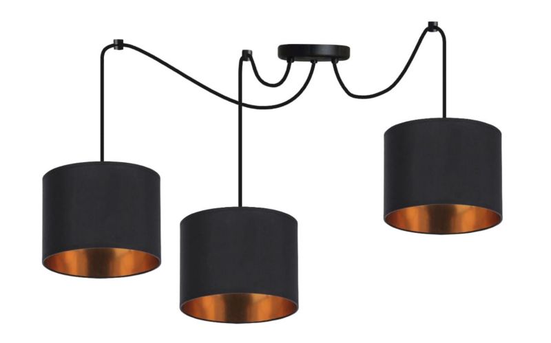 Żyrandol Candellux Candida 0859 czarno-złoty do salonu z abażurami 3xE27 x 40W 1 szt.