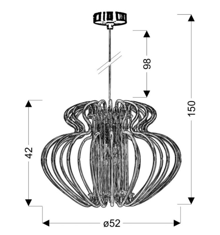 Żyrandol Candellux Imperia chromowany-czerwony wym: 150 x 52 x 52 cm 1xE27 x 60W 1 szt.