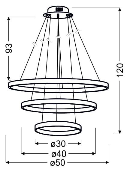 Żyrandol Candellux Lune chromowany wym: 120 x 50 x 50 cm wbudowany LED 60W 1 szt.