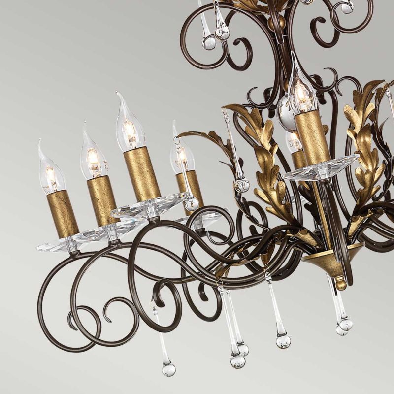 Żyrandol Elstead Amarilli brązowo-złoty szkło kryształowe 10 x E14 x 60W IP20 wym: 196 x 90 x 90 cm - 1 szt.