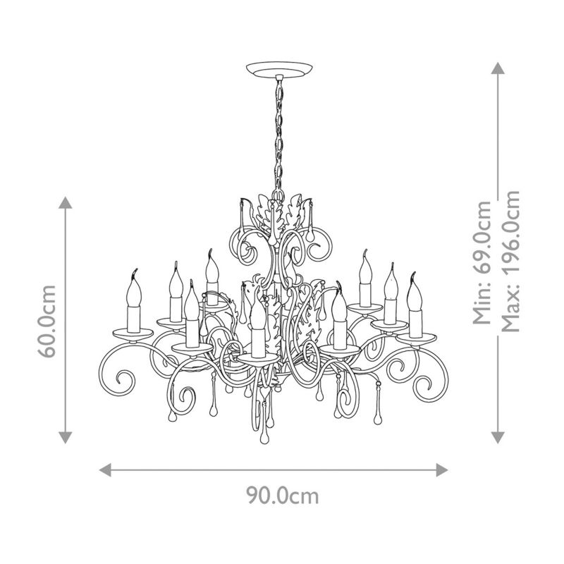 Żyrandol Elstead Amarilli brązowo-złoty szkło kryształowe 10 x E14 x 60W IP20 wym: 196 x 90 x 90 cm - 1 szt.