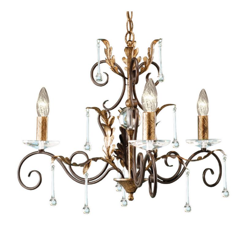 Żyrandol Elstead Amarilli brązowo-złoty szkło kryształowe 3 x E14 x 60W IP20 wym: 115 x 65 x 65 cm - 1 szt.