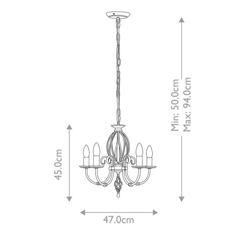 Żyrandol Elstead Artisan czarny  5 x E14 x 60W IP20 wym: 94 x 47 x 47 cm - 1 szt.