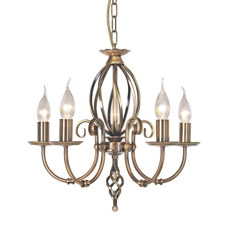 Żyrandol Elstead Artisan postarzany mosiądz  5 x E14 x 60W IP20 wym: 94 x 47 x 47 cm - 1 szt.