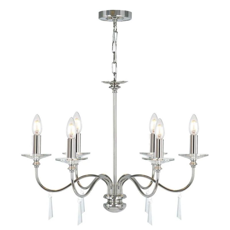 Żyrandol Elstead Finsbury Park polerowany nikiel  6 x E14 x 60W IP20 wym: 114,5 x 71 x 71 cm - 1 szt.