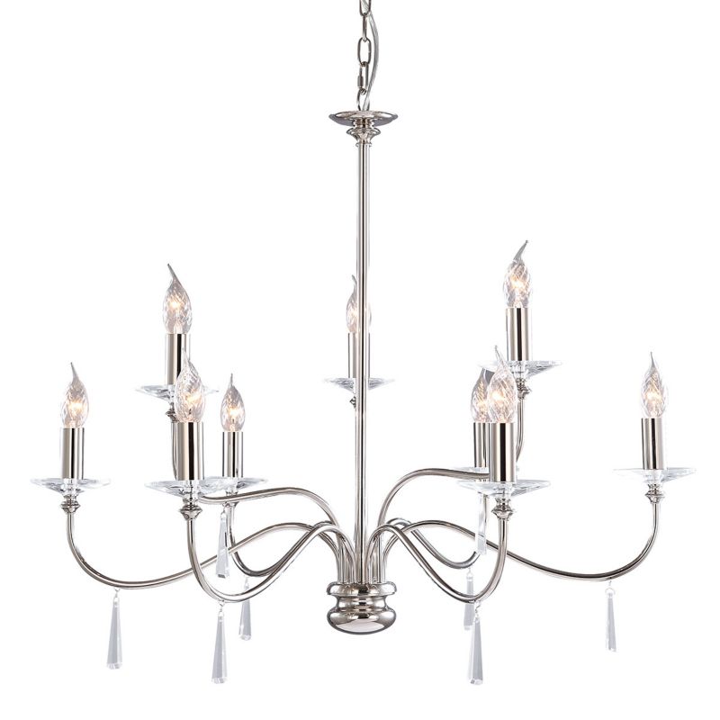 Żyrandol Elstead Finsbury Park polerowany nikiel  9 x E14 x 60W IP20 wym: 166 x 82 x 82 cm - 1 szt.