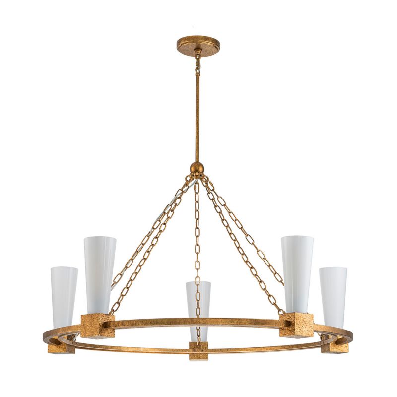 Żyrandol Elstead Kristy przecierane złoto-opalowy  5 x E27 x 40W IP20 wym: 229,2 x 106 x 106 cm - 1 szt.