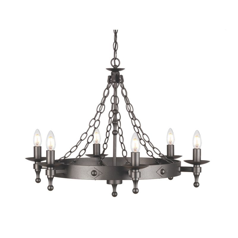 Żyrandol Elstead Warwick grafitowa czerń  6 x E14 x 60W IP20 wym: 252 x 74 x 74 cm - 1 szt.