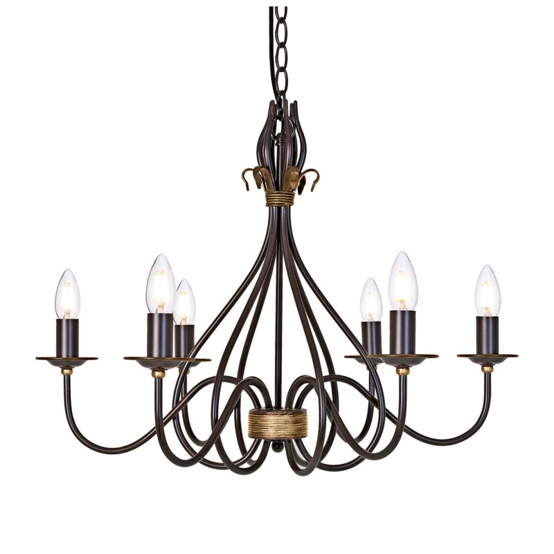 Żyrandol Elstead Windermere rdzawo-złoty  6 x E14 x 60W IP20 wym: 199 x 64,5 x 64,5 cm - 1 szt.