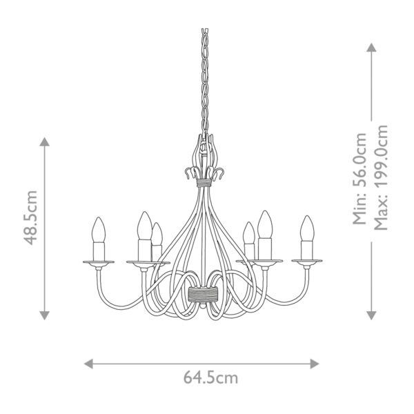 Żyrandol Elstead Windermere rdzawo-złoty  6 x E14 x 60W IP20 wym: 199 x 64,5 x 64,5 cm - 1 szt.