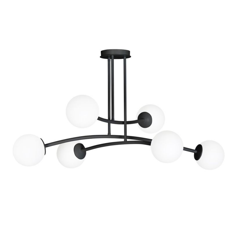 Żyrandol Emibig Halldor 5142 czarno-biały szklane kule nowoczesna 6xE14 x 40W 1 szt.