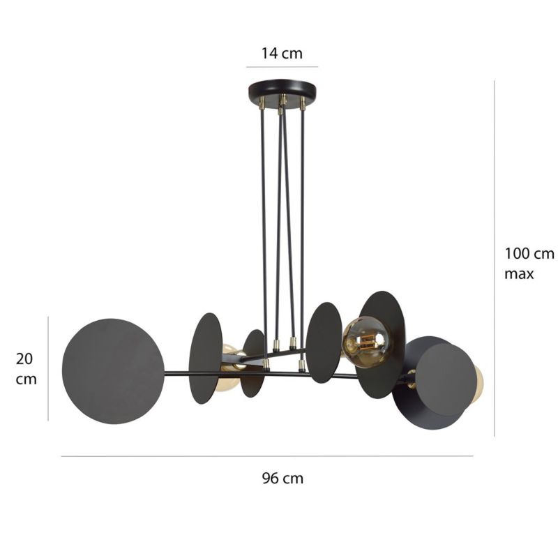 Żyrandol Emibig Idea czarny nowoczesny 4xE27 x 15W 1 szt.