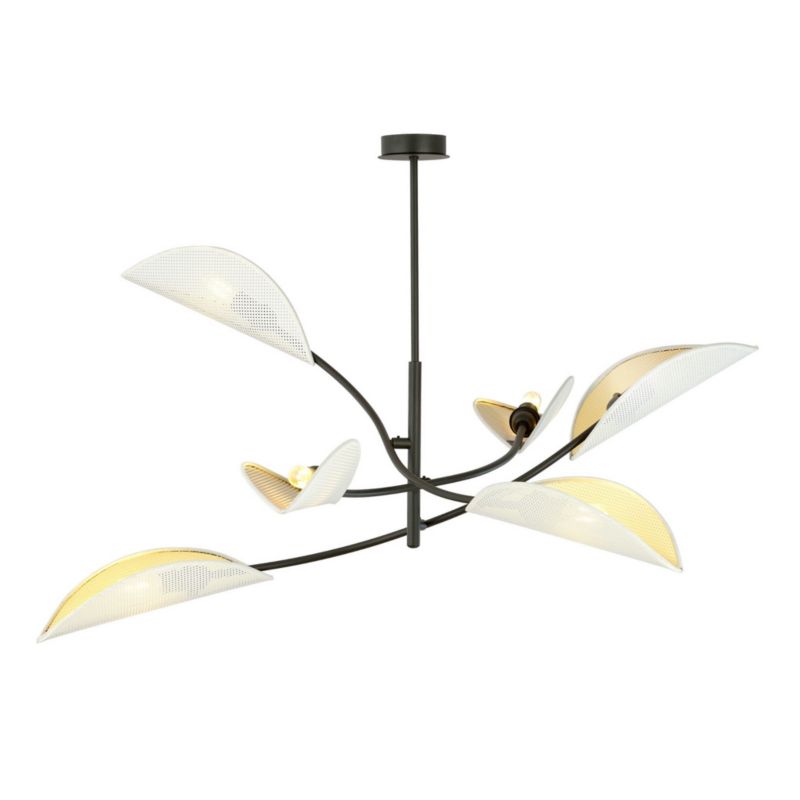 Żyrandol Emibig Lotus 1656 czarno-biały-złoty 102 cm szerokości 6xE14 x 10W 1 szt.