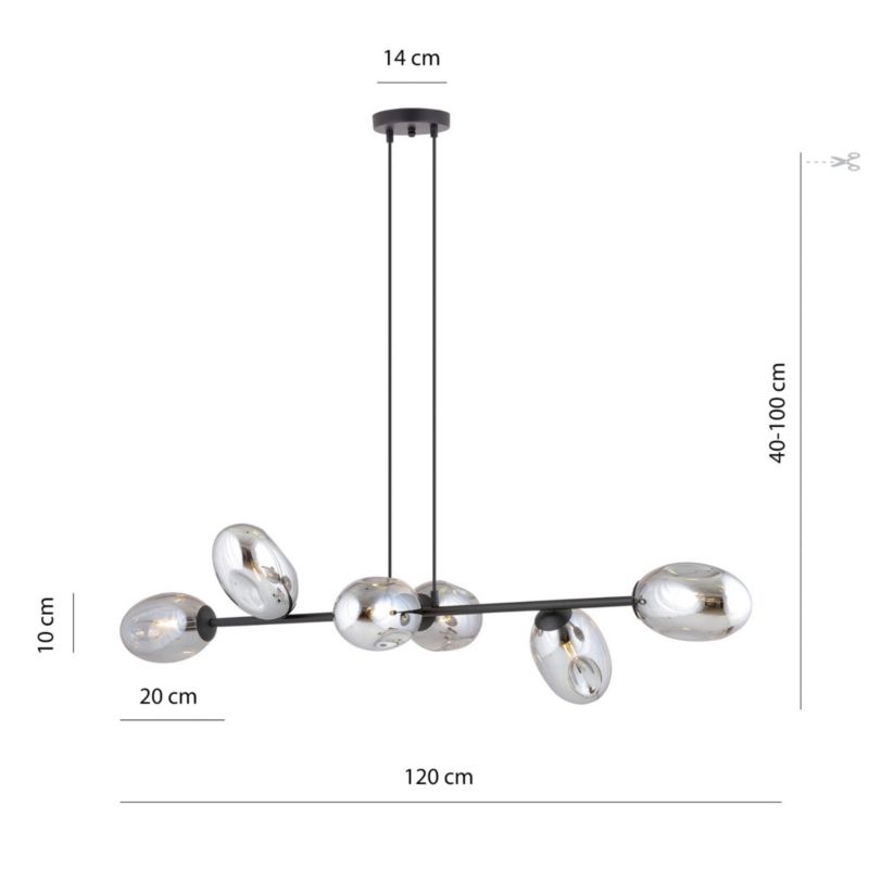 Żyrandol Emibig Pandora czarny-chromowany wym: 100 x 120 cm 6xE14 x 10W 1 szt.