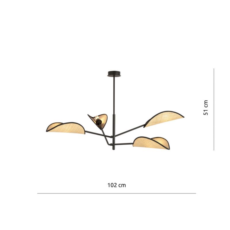 Żyrandol Emibig Vene czarno-brązowy boho do salonu 4xE14 x 10W 1 szt.